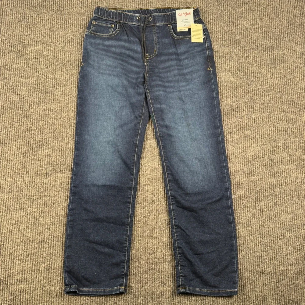 Cat & Jack‎ Girls Athletic Fit Super Stretch Drawstring Jeans Dark Wash Size 14